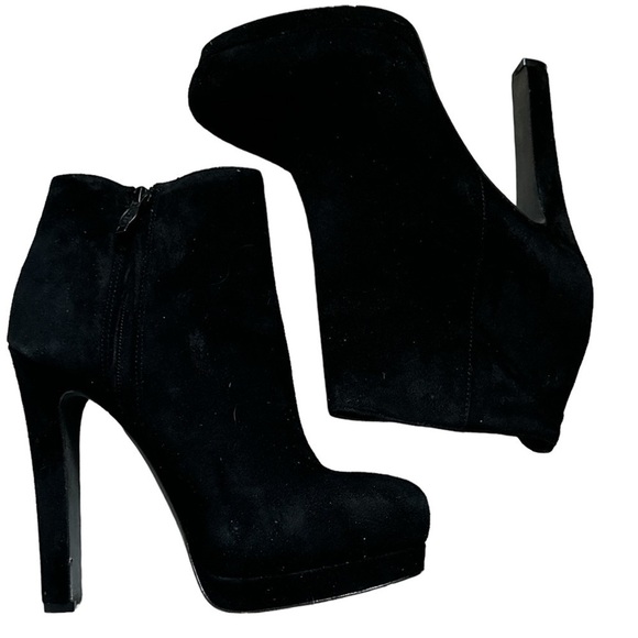 ASH Chloe black suede ankle boots heels platform zip up Sz 37 EU 6 1/2 - 7 US - Picture 3 of 8